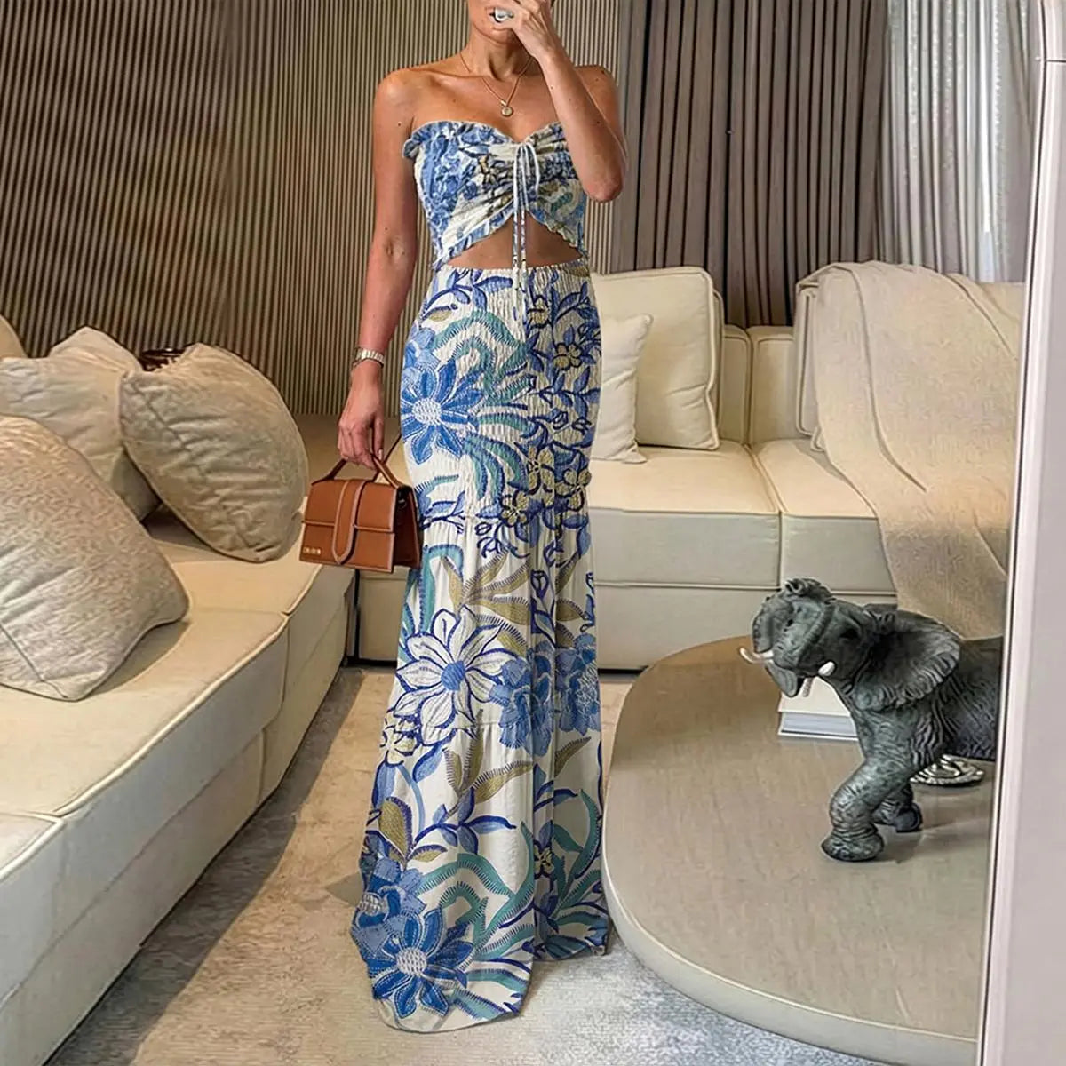 Vestido Sirena Nova™ con estampado tropical