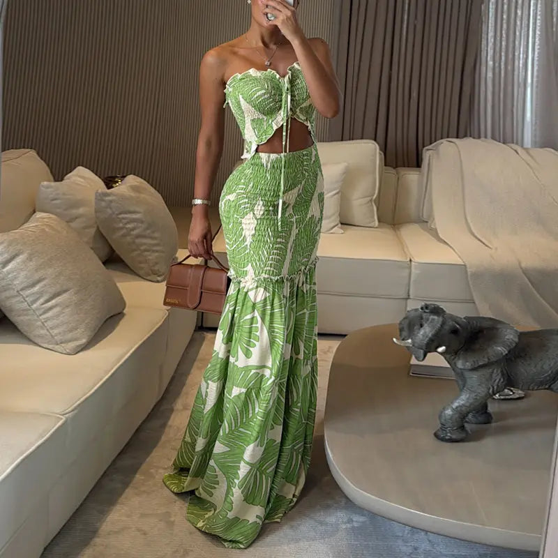 Vestido Sirena Nova™ con estampado tropical