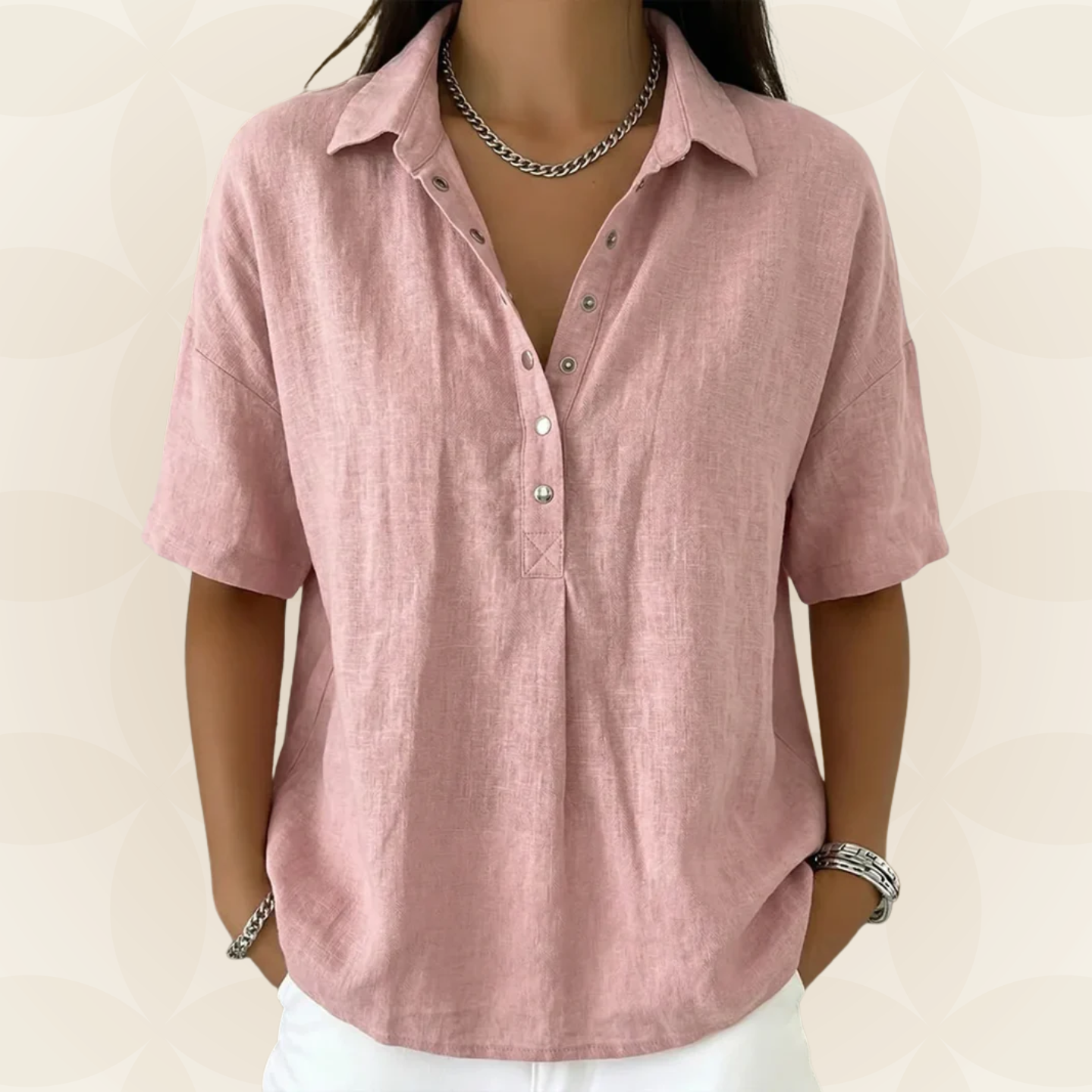 Sonia - Blusa con cuello y detalle de botones