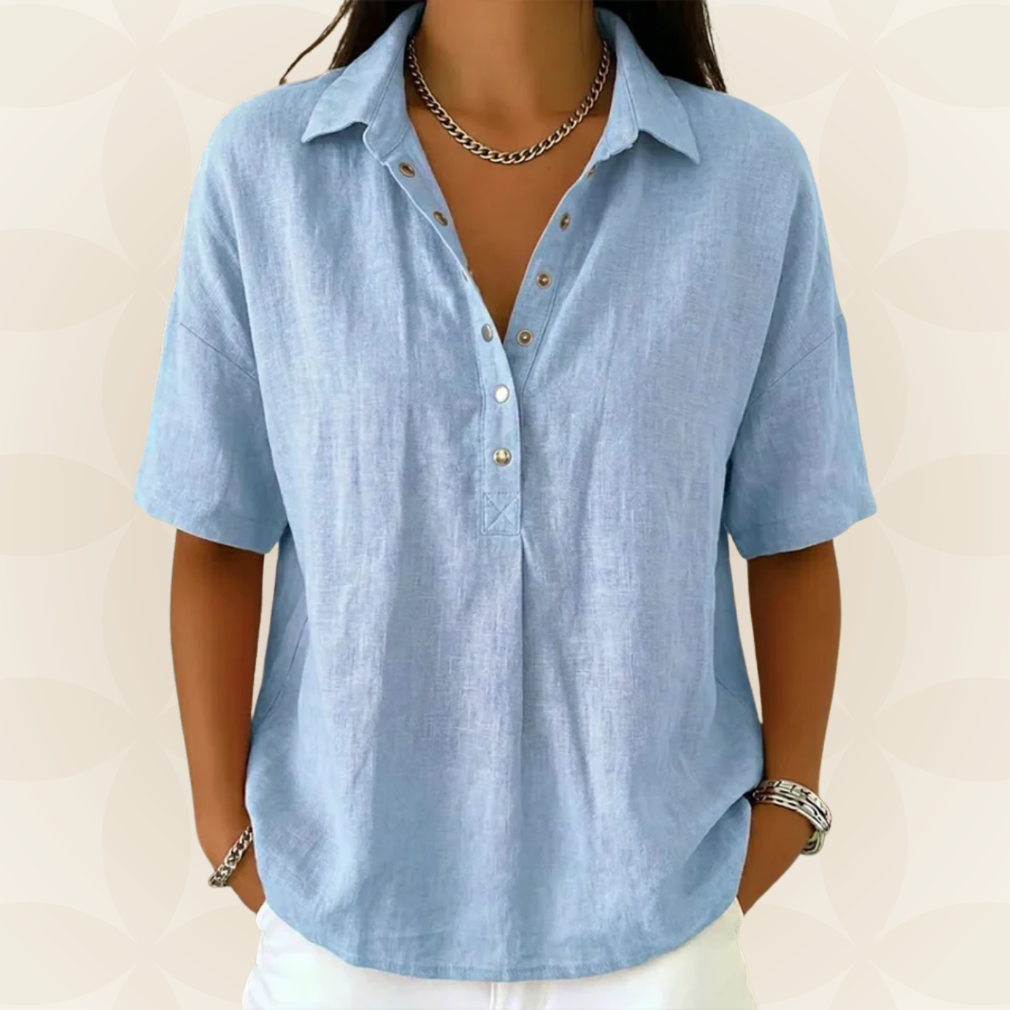 Sonia - Blusa con cuello y detalle de botones
