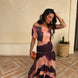 Toledo dress with orange and brown print