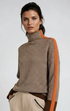 Jersey de cuello alto con rayas en contraste
