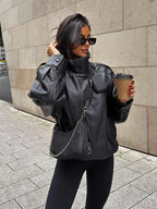 Chaqueta de cuero asimétrica Notting Hill