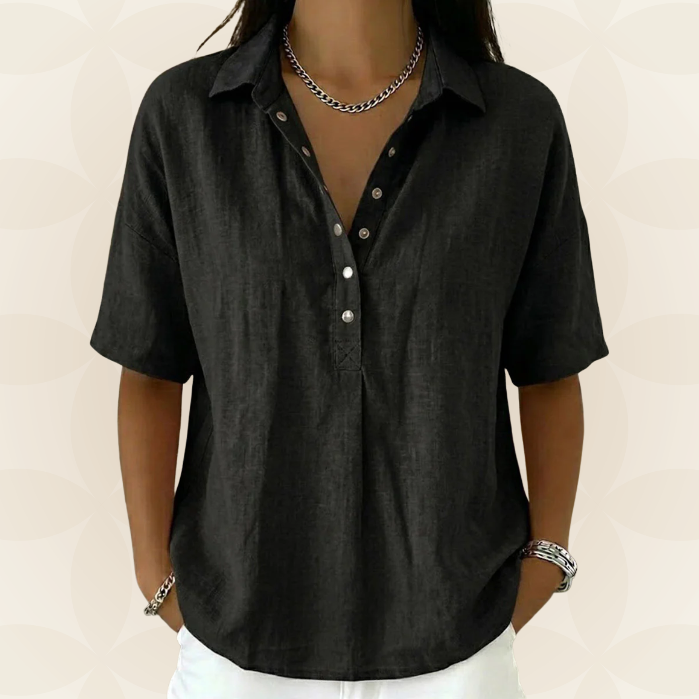 Sonia - Blusa con cuello y detalle de botones
