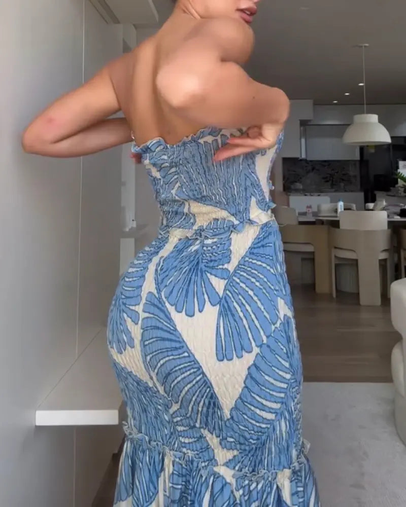 Vestido Sirena Nova™ con estampado tropical