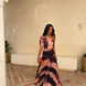 Toledo dress with orange and brown print