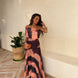 Toledo dress with orange and brown print