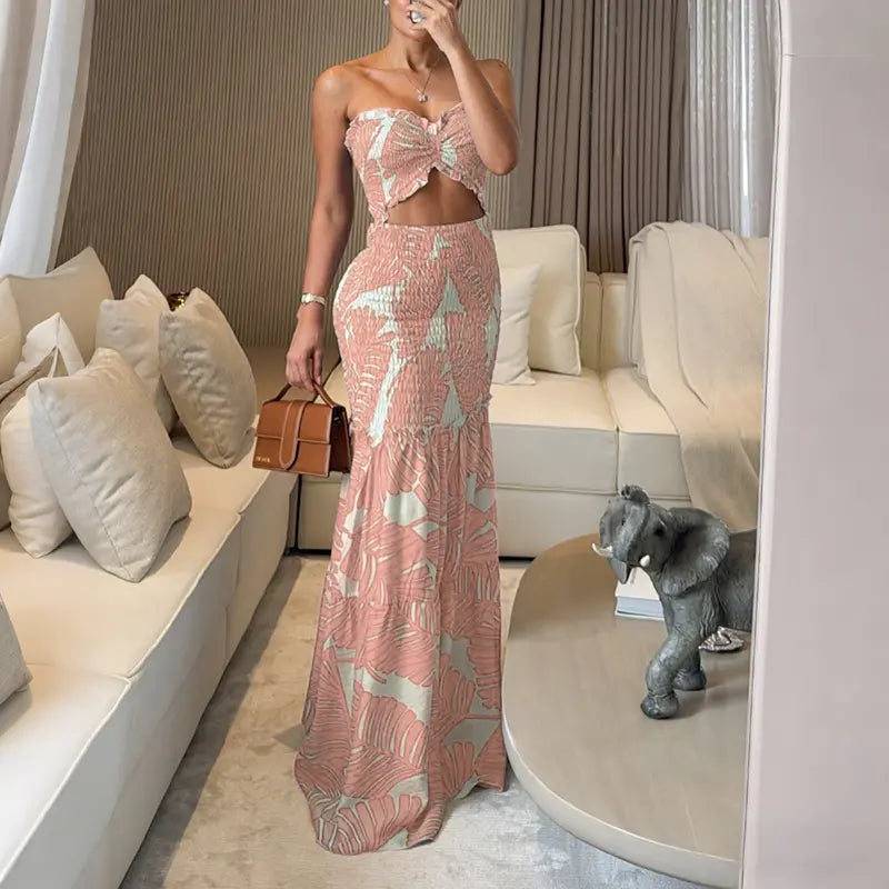 Vestido Sirena Nova™ con estampado tropical