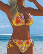 Bikini colorido con estampado halter