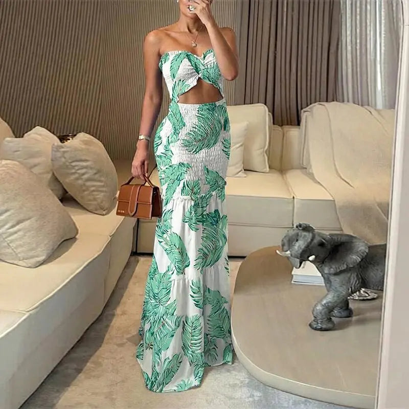 Vestido Sirena Nova™ con estampado tropical