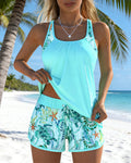 Tankini con estampado marino elegante y aberturas