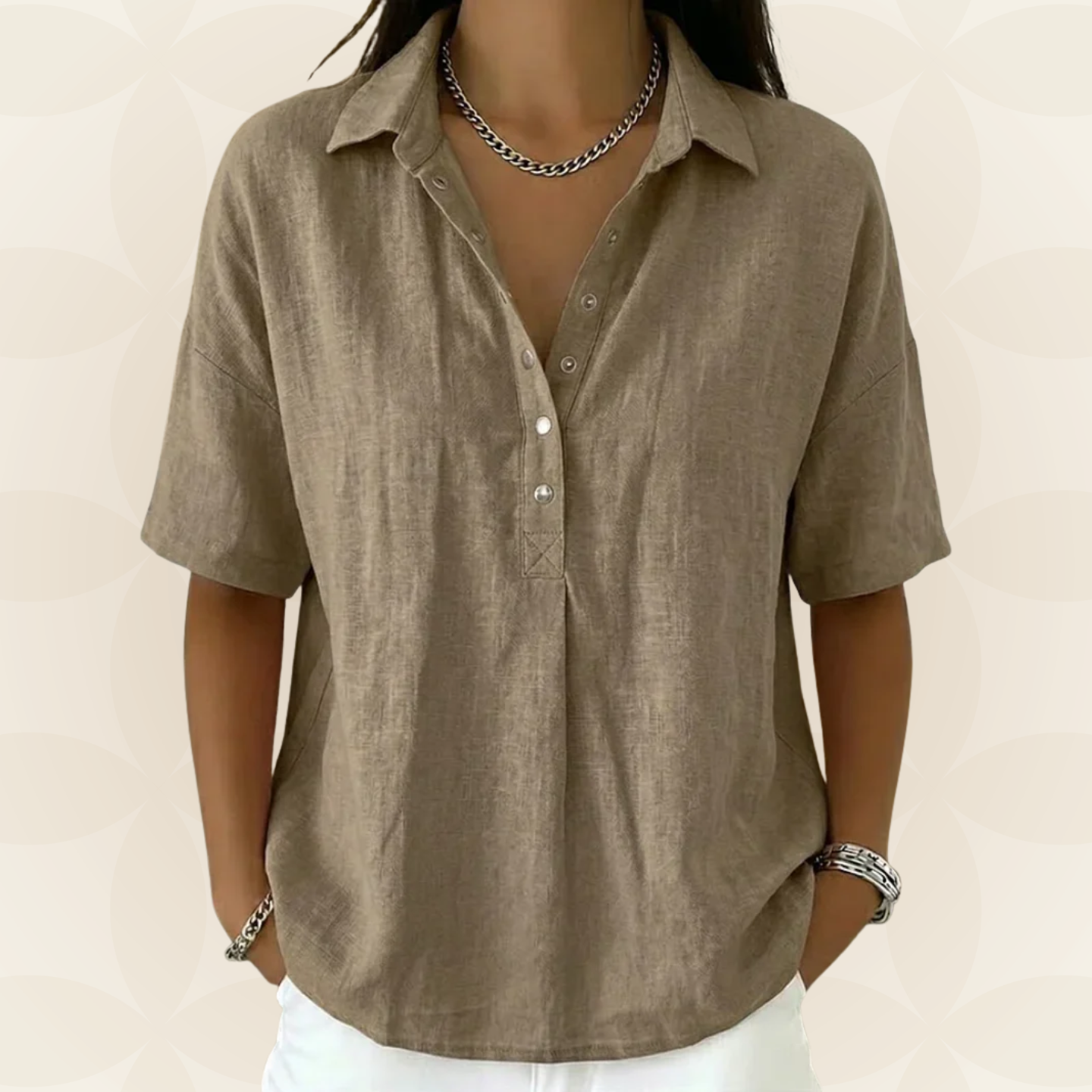 Sonia - Blusa con cuello y detalle de botones