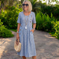 Martha | Vestido midi a rayas y botones