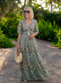 Melodi – Vestido largo de flores con cuello en V