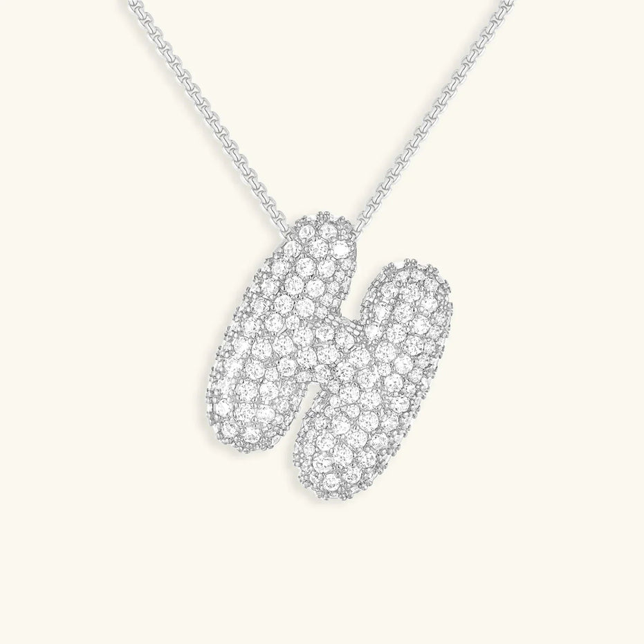 Bubble Initial Diamond Necklace