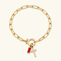 Annabella Birthstone Cross Bracelet