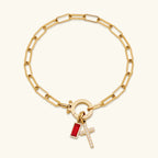 Annabella Birthstone Cross Bracelet