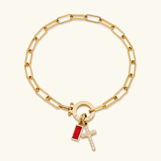 Annabella Birthstone Cross Bracelet