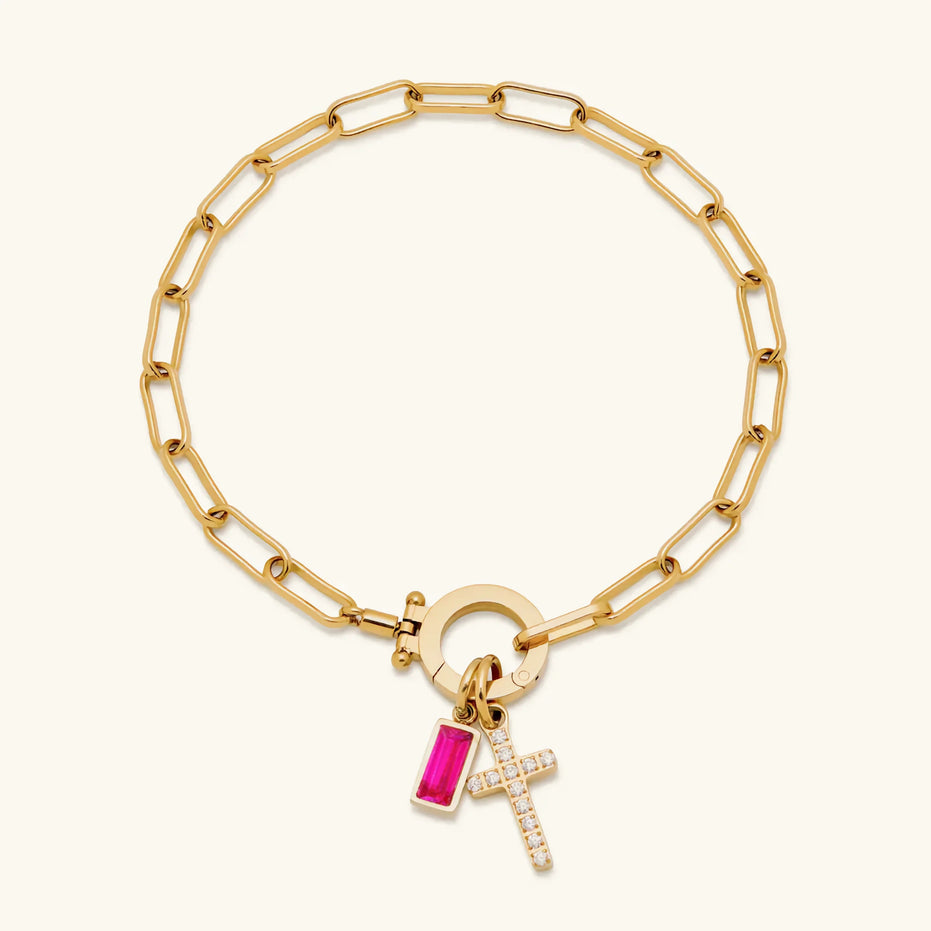 Annabella Birthstone Cross Bracelet 