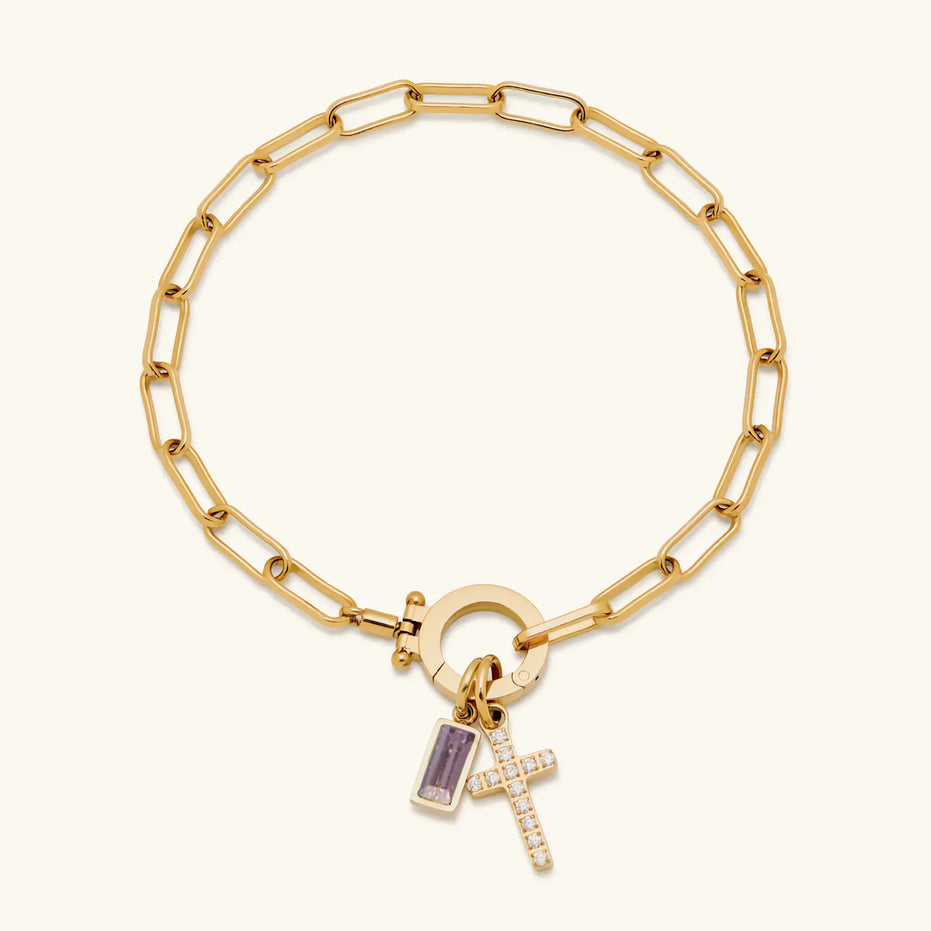 Annabella Birthstone Cross Bracelet 