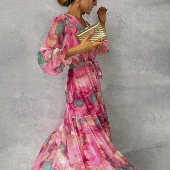 Vestido Cruzado con Estampado Floral
