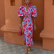 Carla | Printed Midi Dress with Puff Sleeves