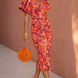 Carla | Printed Midi Dress with Puff Sleeves