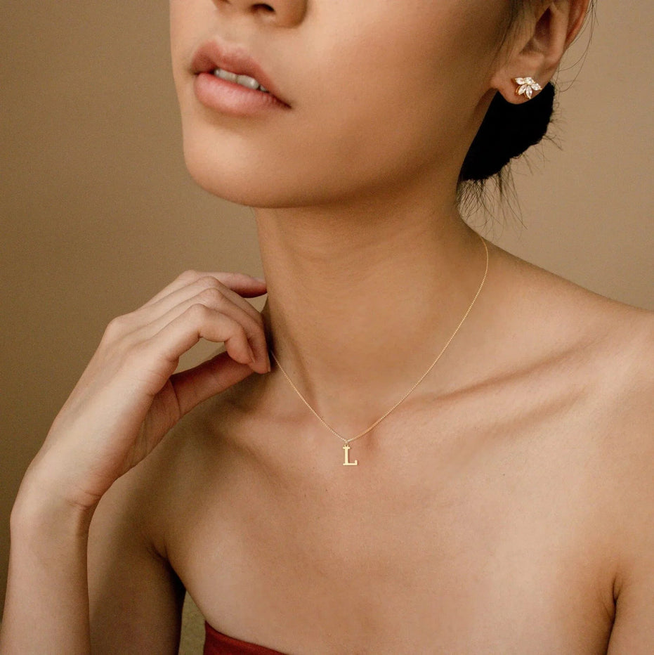 Therese Letter Initial Gold Necklace