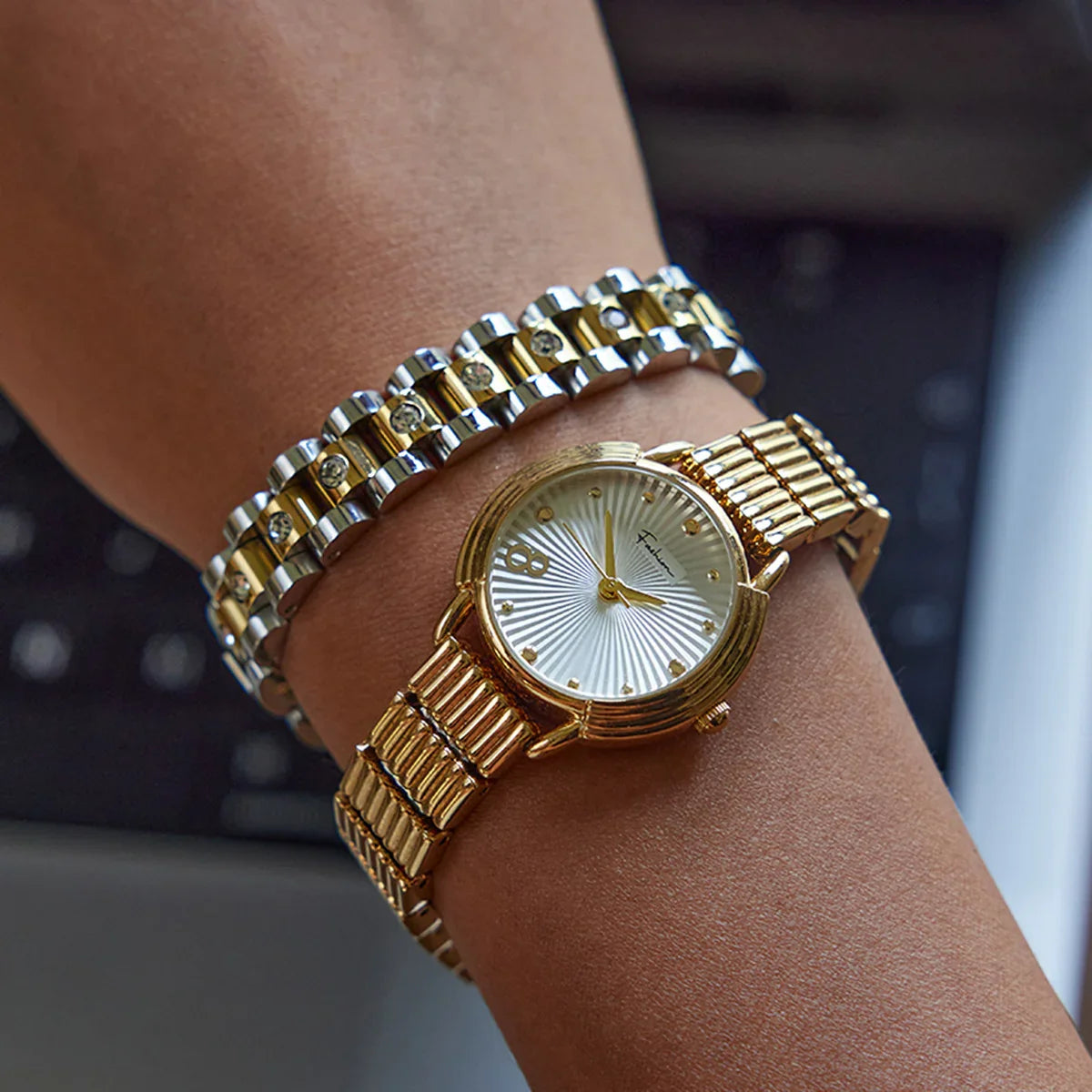 Gold Watchband Bracelet