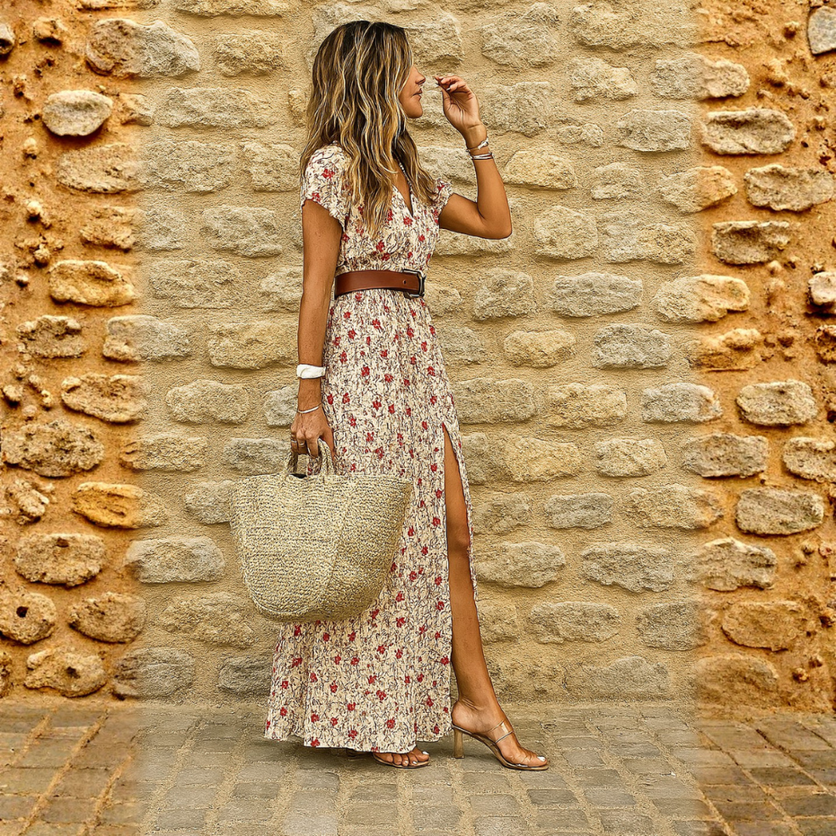 Joselin™ – Vestido largo bohemio y vaporoso con cinturón