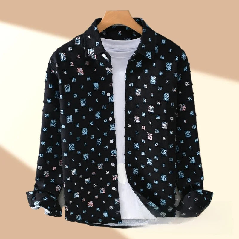 Camisa de Seda Estampada moderno y transpirable