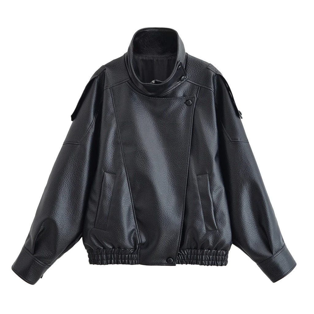 Chaqueta de cuero asimétrica Notting Hill