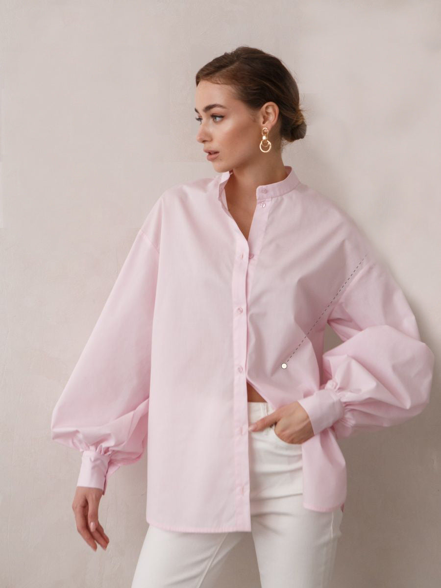 Blusa Casual con Manga Farol y Botones