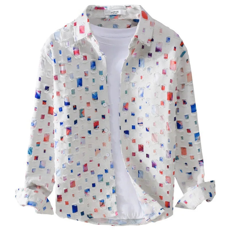Camisa de Seda Estampada moderno y transpirable