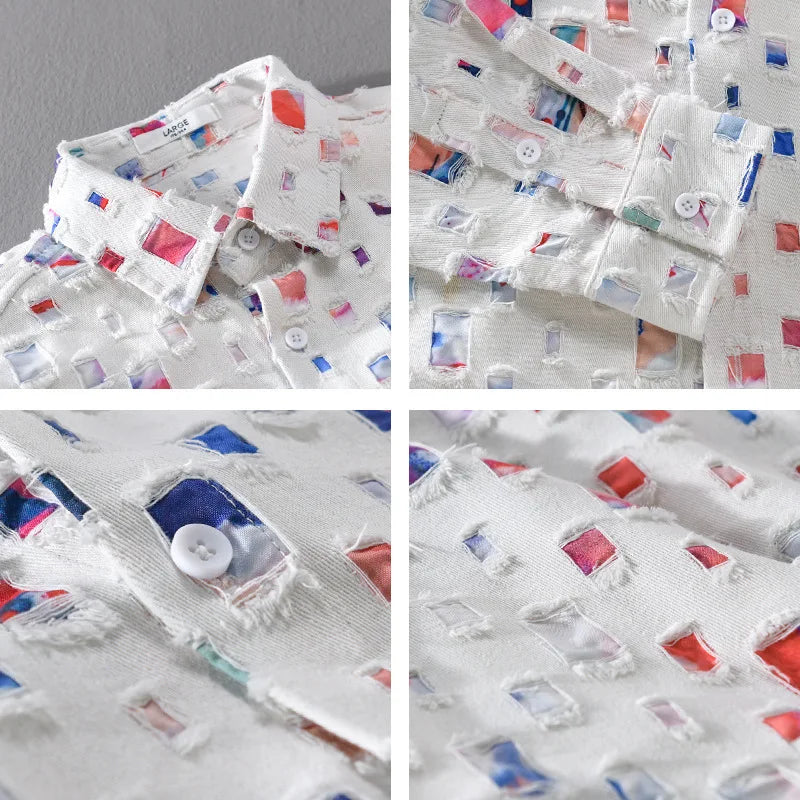 Camisa de Seda Estampada moderno y transpirable