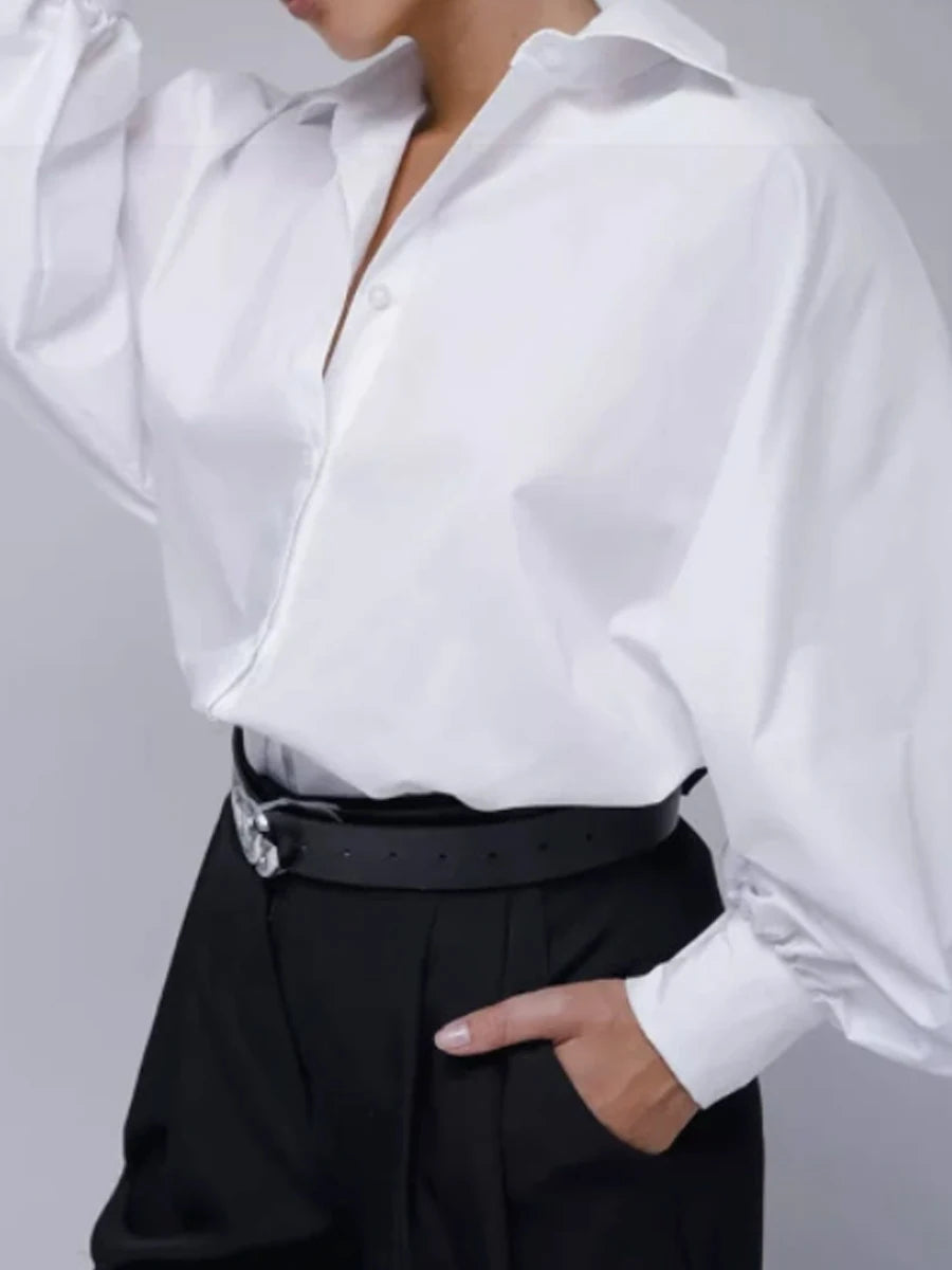 Blusa Casual con Manga Farol y Botones