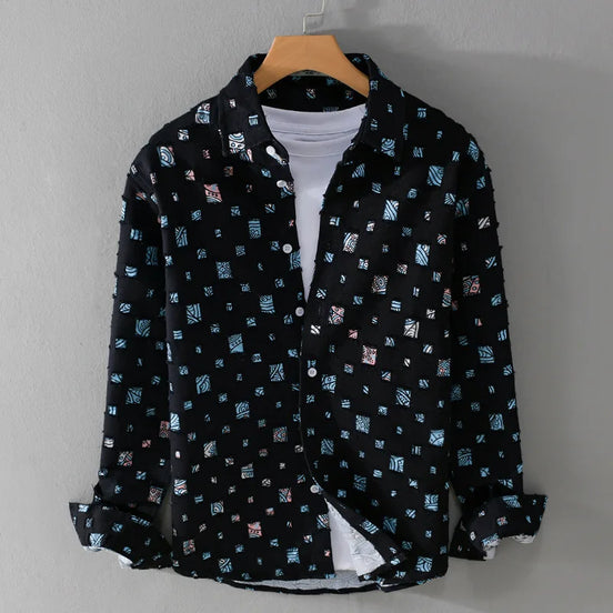 Camisa de Seda Estampada moderno y transpirable