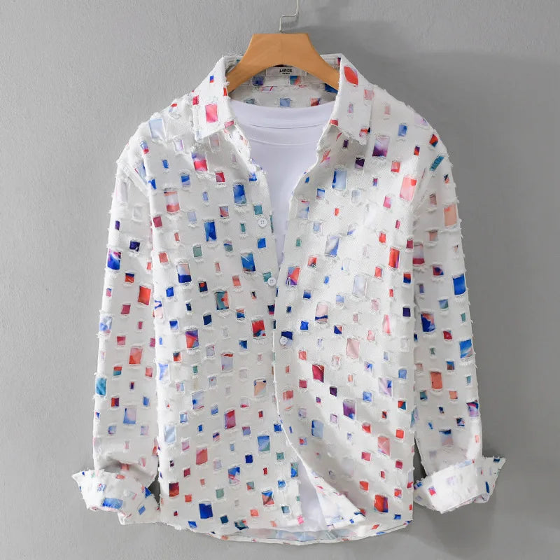 Camisa de Seda Estampada moderno y transpirable