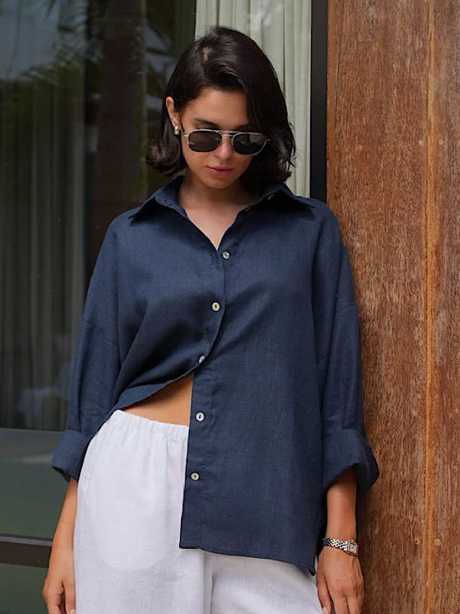 Camisa formal e informal con botones sólidos
