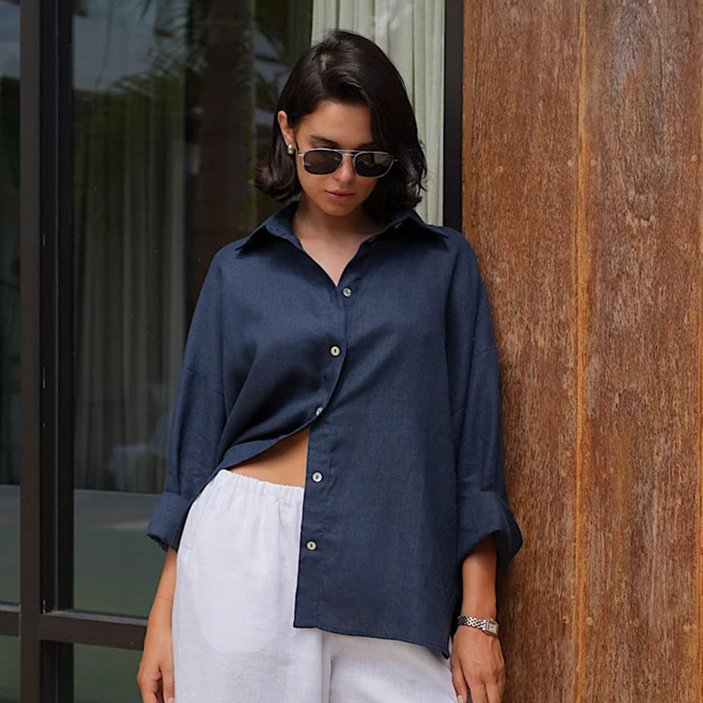 Camisa formal e informal con botones sólidos