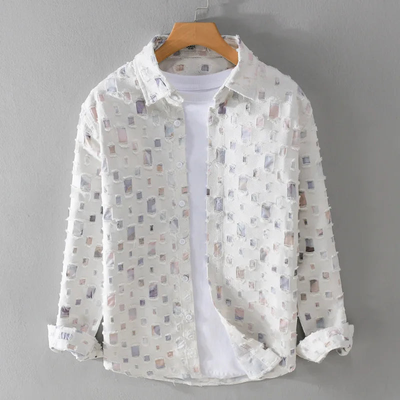 Camisa de Seda Estampada moderno y transpirable