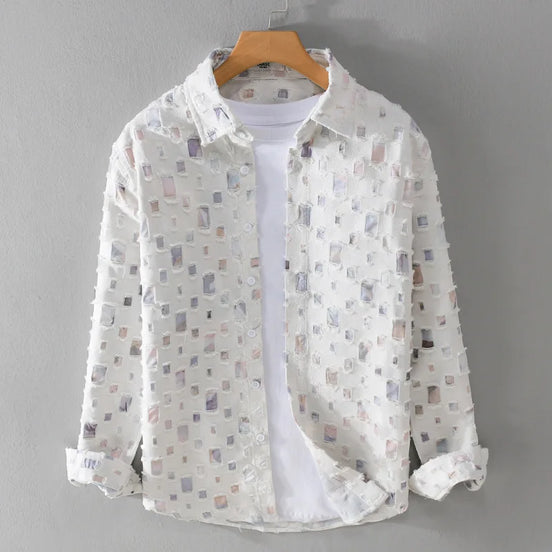 Camisa de Seda Estampada moderno y transpirable