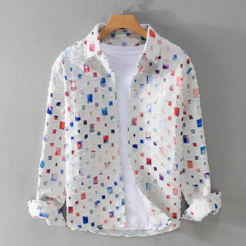 Camisa de Seda Estampada moderno y transpirable