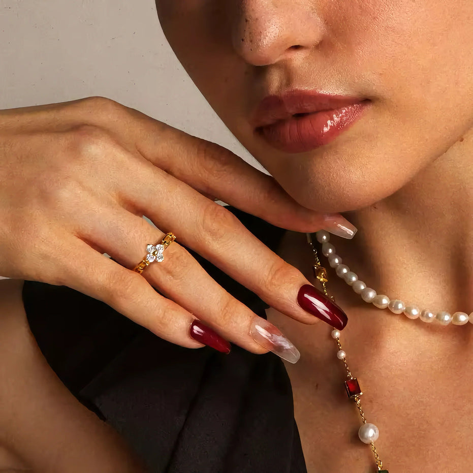 Clestine Diamond Petal Ring