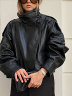 Chaqueta de cuero asimétrica Notting Hill