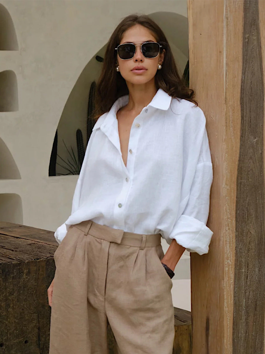 Camisa formal e informal con botones sólidos