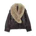 Chaqueta de cuero con cuello de piel Knightsbridge