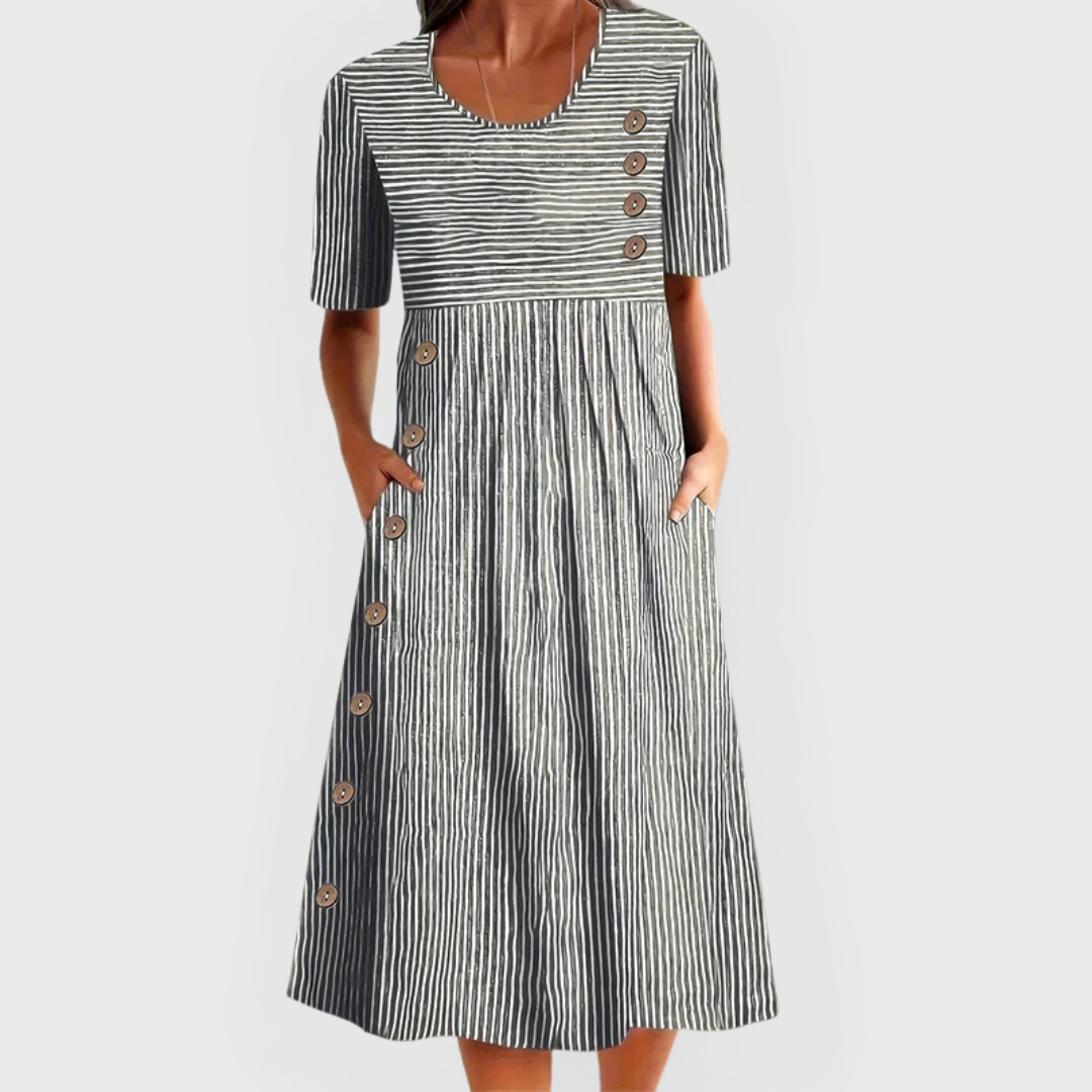 Martha | Vestido midi a rayas y botones