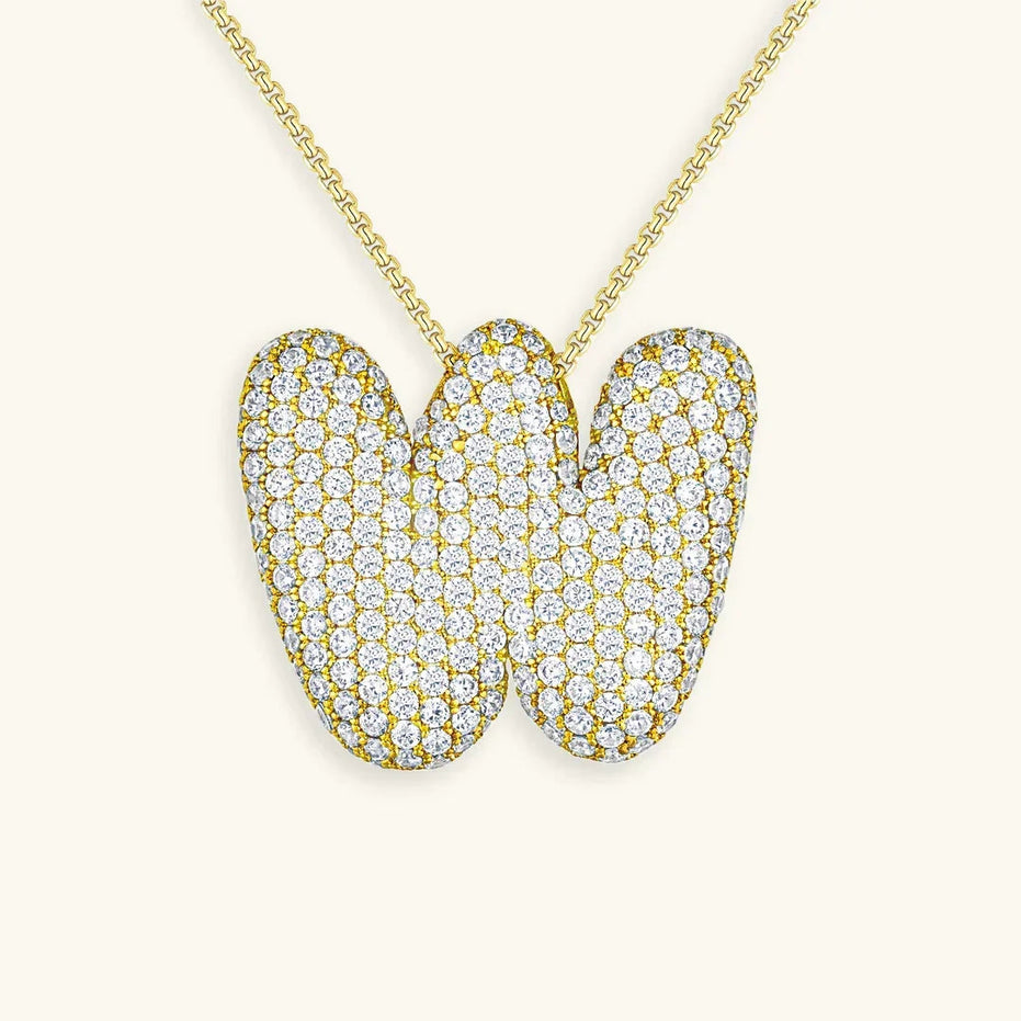 Bubble Initial Diamond Necklace