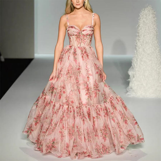 Vestido de Tul con Volantes en Capas Elysian